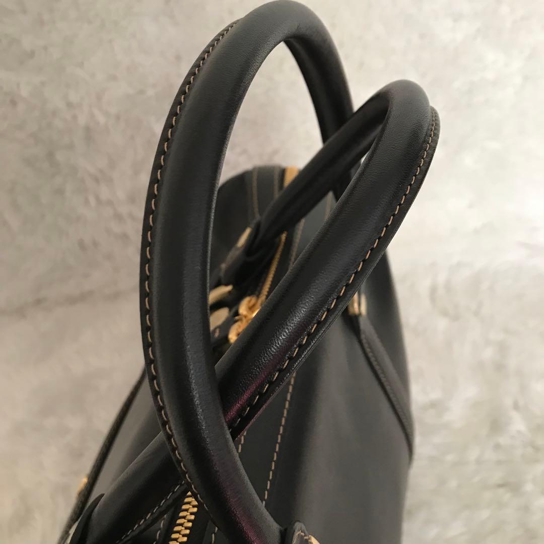 ★美品★GOLD PFEIL レザー ボストン ハンドバッグ 黒 GD金具