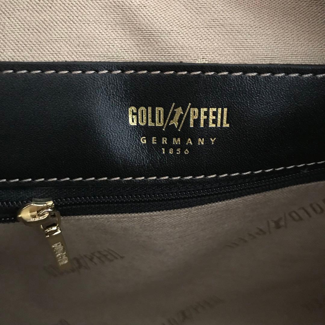 ★美品★GOLD PFEIL レザー ボストン ハンドバッグ 黒 GD金具