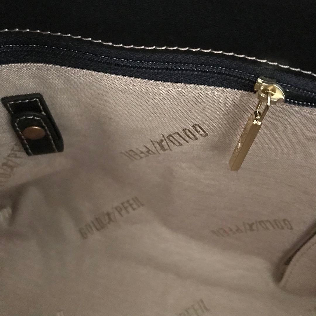 ★美品★GOLD PFEIL レザー ボストン ハンドバッグ 黒 GD金具