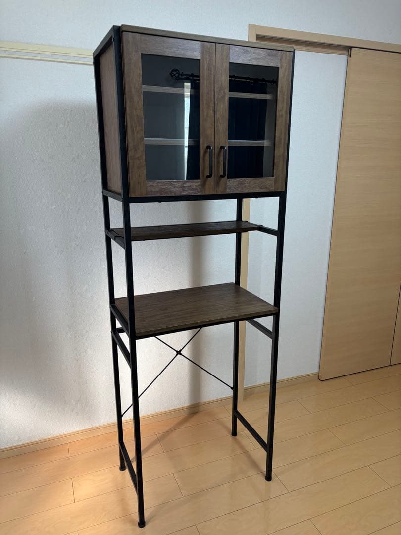 ニトリ　ヴィンテージテイストのごみ箱上ラック スリム　食器棚