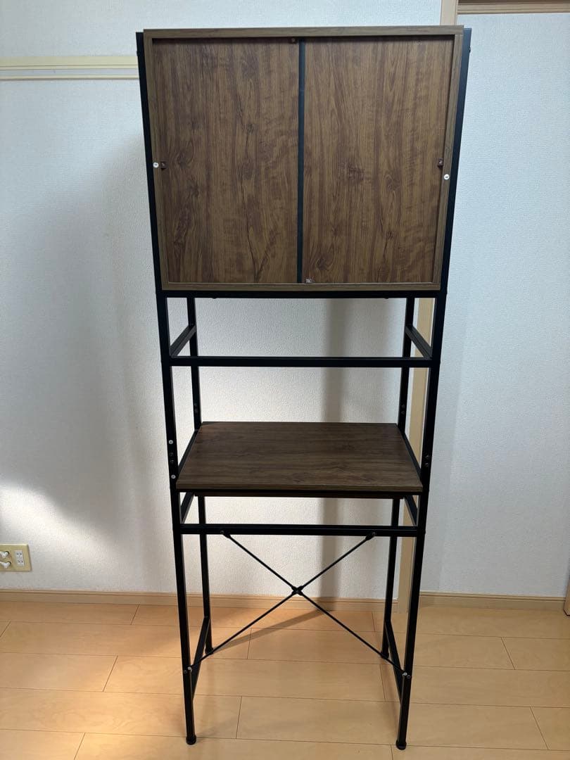 ニトリ　ヴィンテージテイストのごみ箱上ラック スリム　食器棚