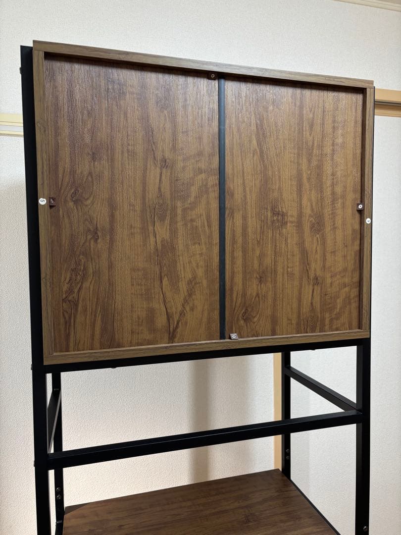 ニトリ　ヴィンテージテイストのごみ箱上ラック スリム　食器棚