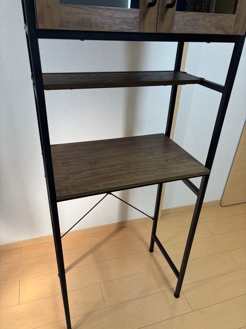 ニトリ　ヴィンテージテイストのごみ箱上ラック スリム　食器棚