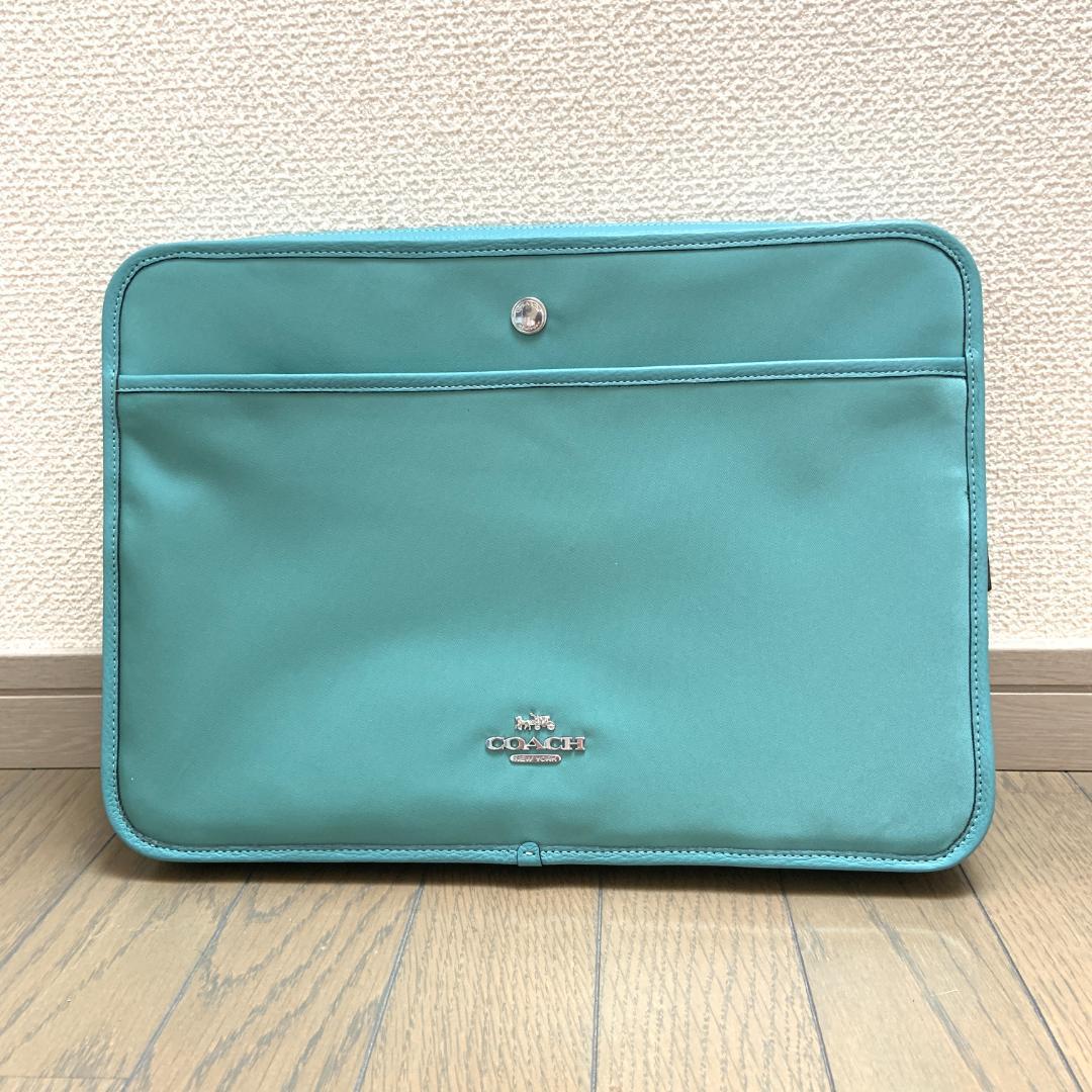 COACH エリス ラップトップスリーブ ターコイズ 未使用 PCケース