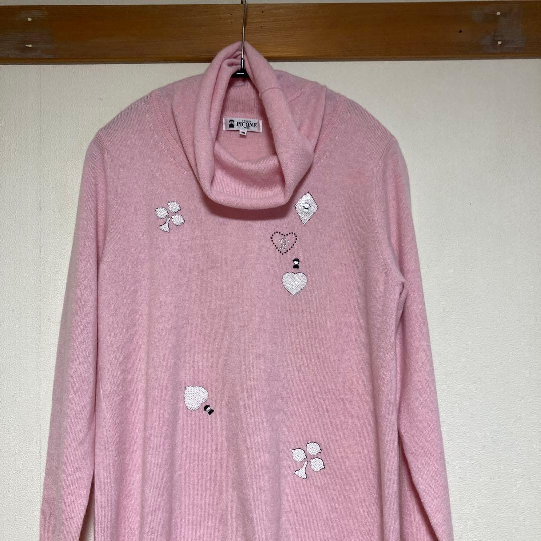 PICONE カシミヤ100% 長袖タートルネックチュニック