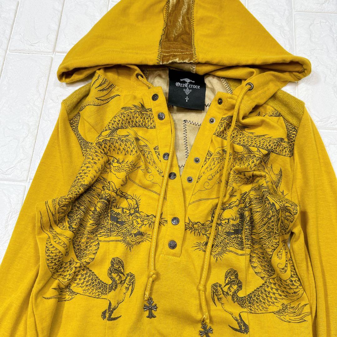 オッズクローチェ ドラゴン ロング丈 パーカー クロスチャーム ゴスロリ