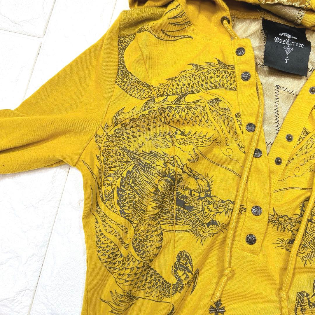 オッズクローチェ ドラゴン ロング丈 パーカー クロスチャーム ゴスロリ