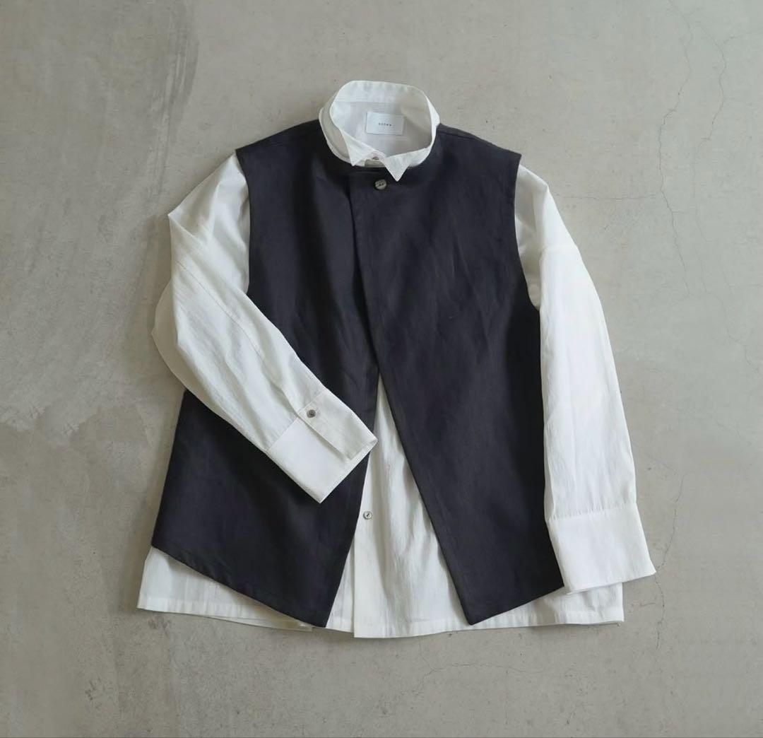 【みき】タグ付き　新品　2025AW ヘビーリネンツイル　ベスト　ブラック