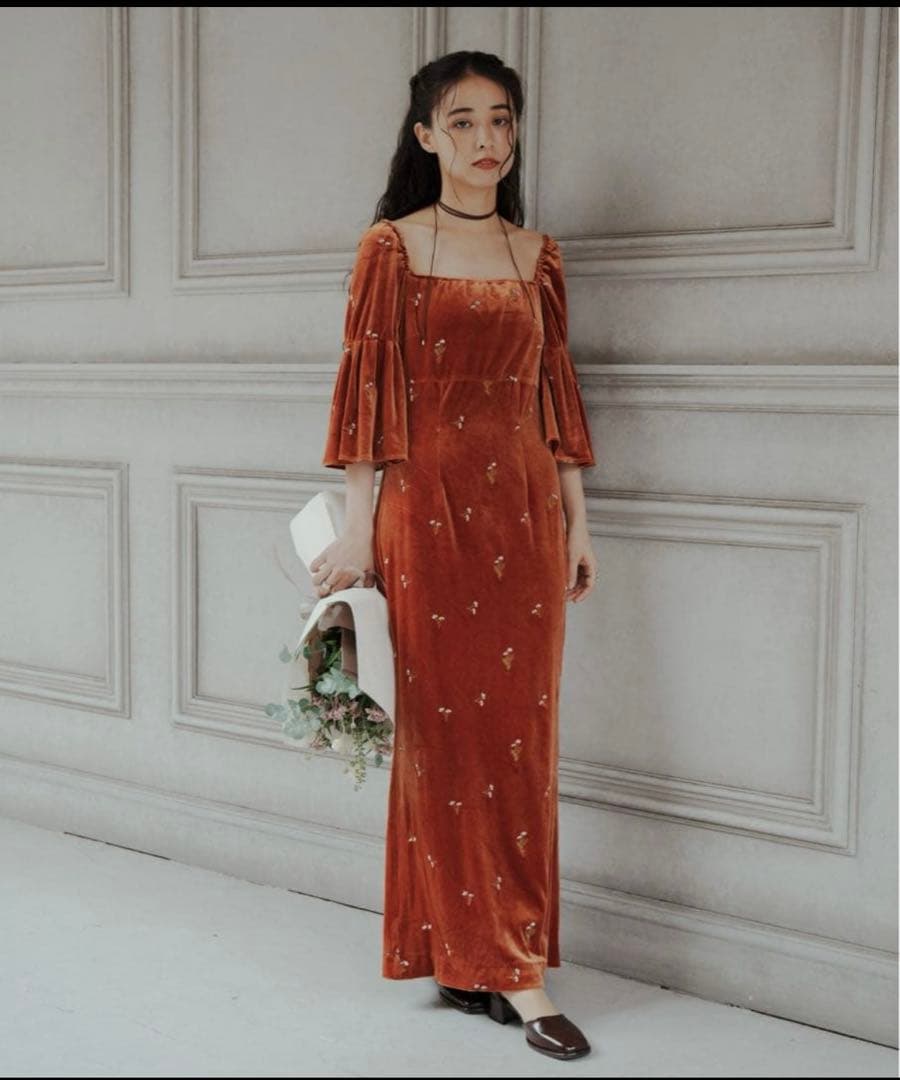 オレンジ ベルスリーブ パーティードレス サイズ1