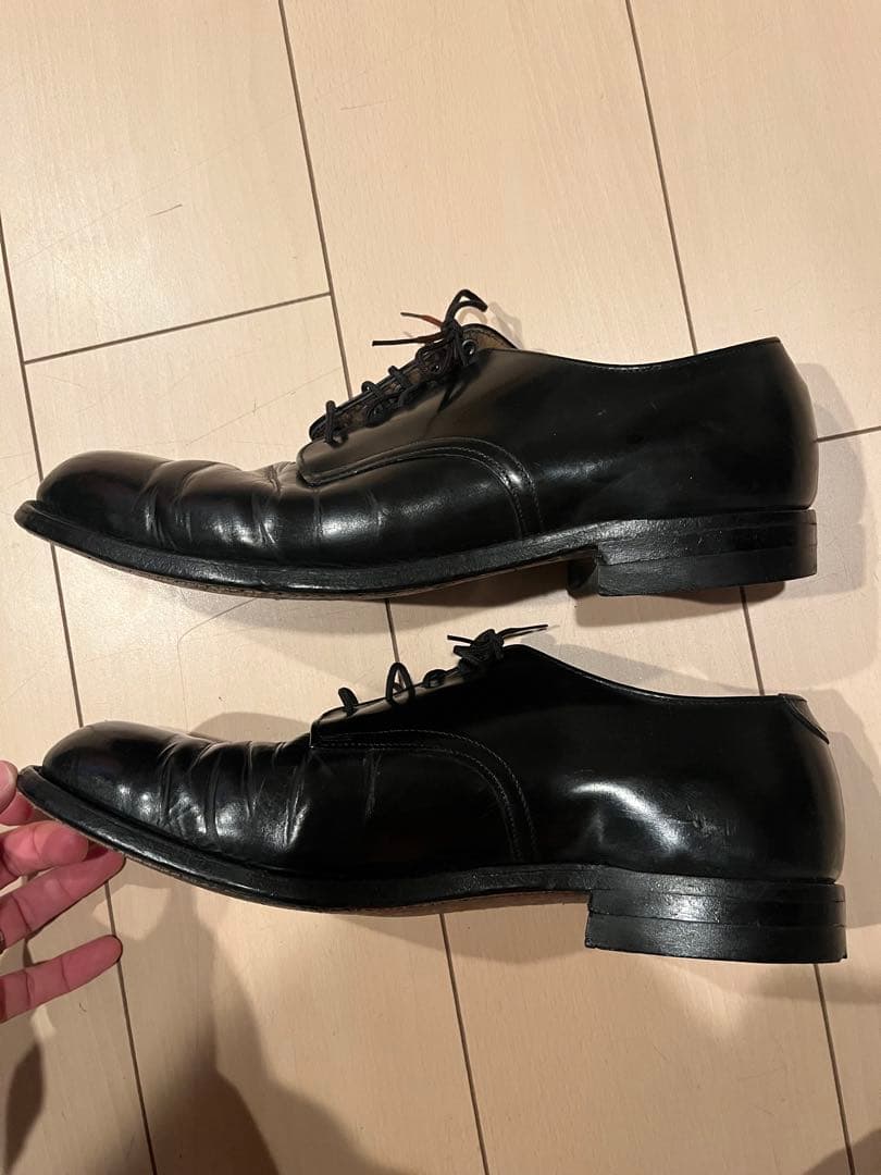 70s サービスシューズ　ブラック　ビンテージ　USN 底レザー　us10R