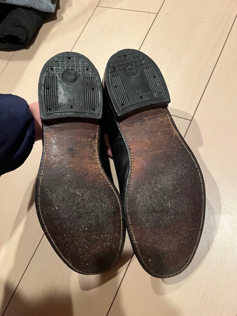 70s サービスシューズ　ブラック　ビンテージ　USN 底レザー　us10R