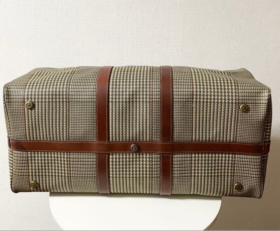 POLO ラルフローレン グレンチェックPVC/レザー　ラージボストンバッグ