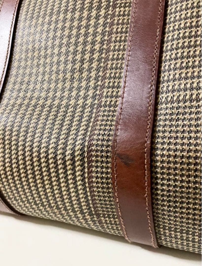 POLO ラルフローレン グレンチェックPVC/レザー　ラージボストンバッグ