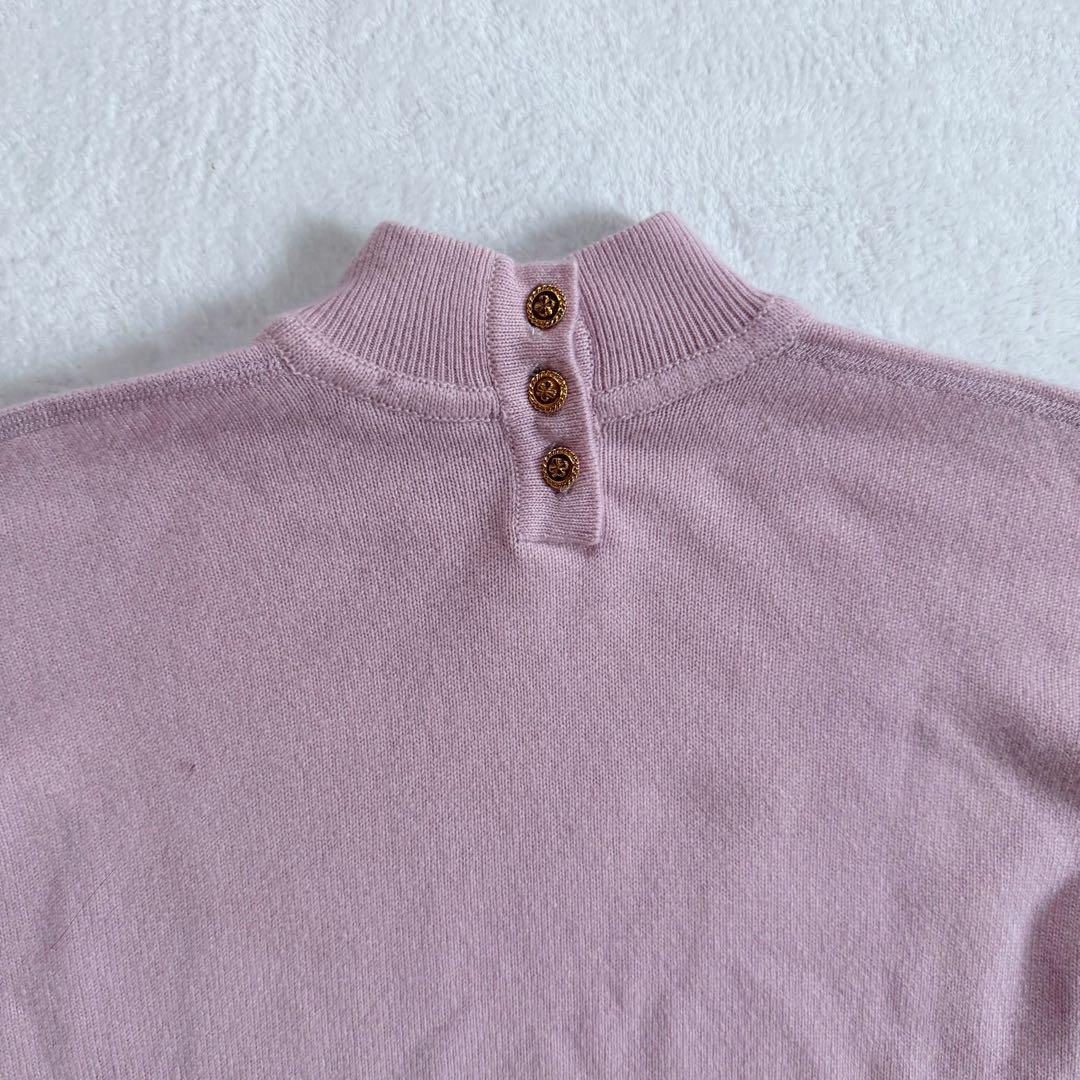 ピュアカシミヤ　金ボタン　CHANEL 半袖 ワンピース クローバー　ピンク