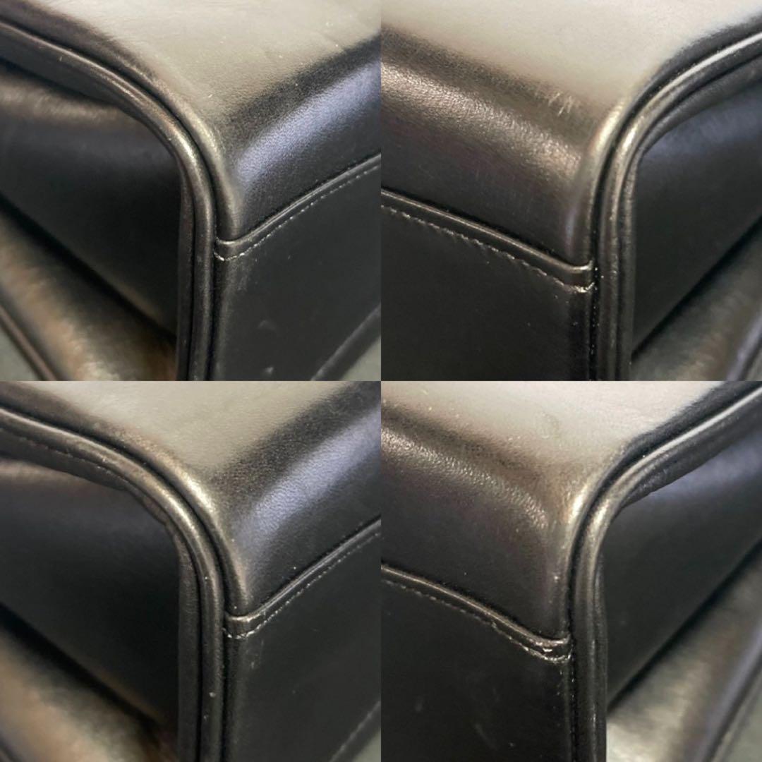 【WAKO】銀座和光 カーフレザー ブラック ゴールド金具 トップハンドルバッグ