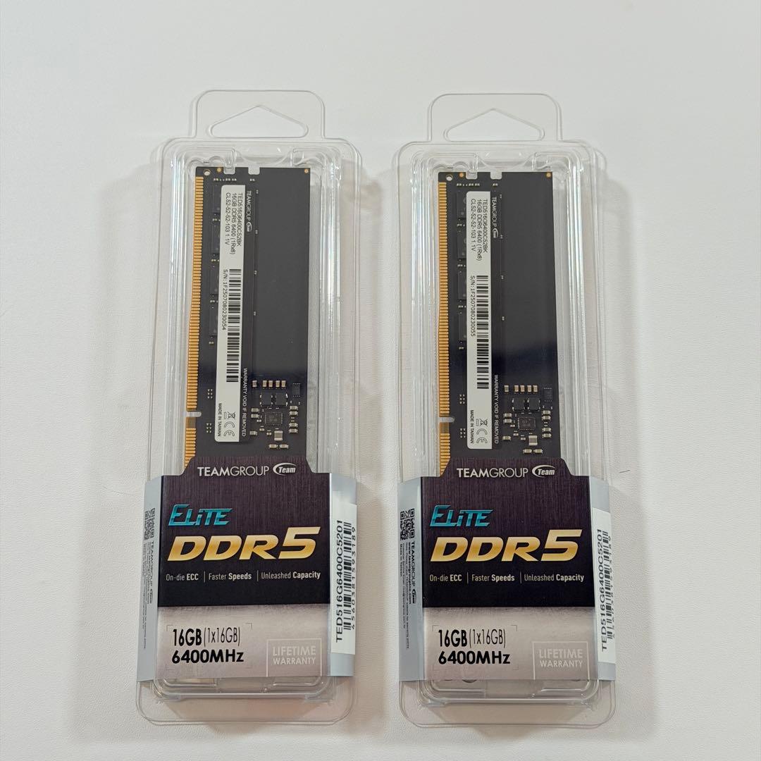 【新品未開封】Team DDR5-6400 16GBメモリx2（32GB）