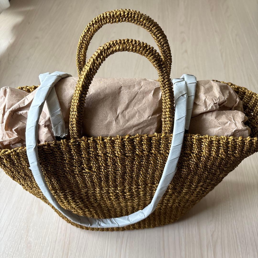 UNITED ARROWS ダブル ハンドル ABACA トートバッグ　ブラウン