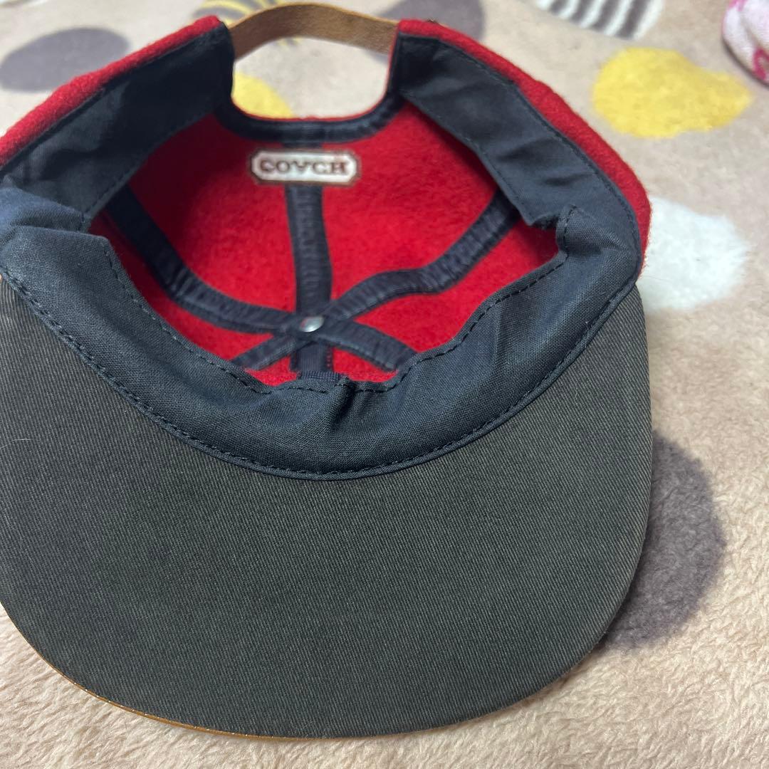 ビンテージCOACH ウール レザーキャップ