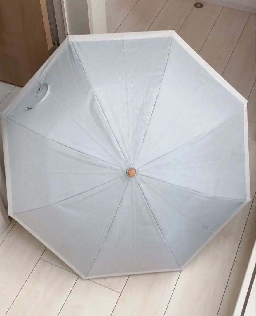 サンバリア100 折りたたみ日傘 ２段折 コンビmoku グレー 曲がり手元