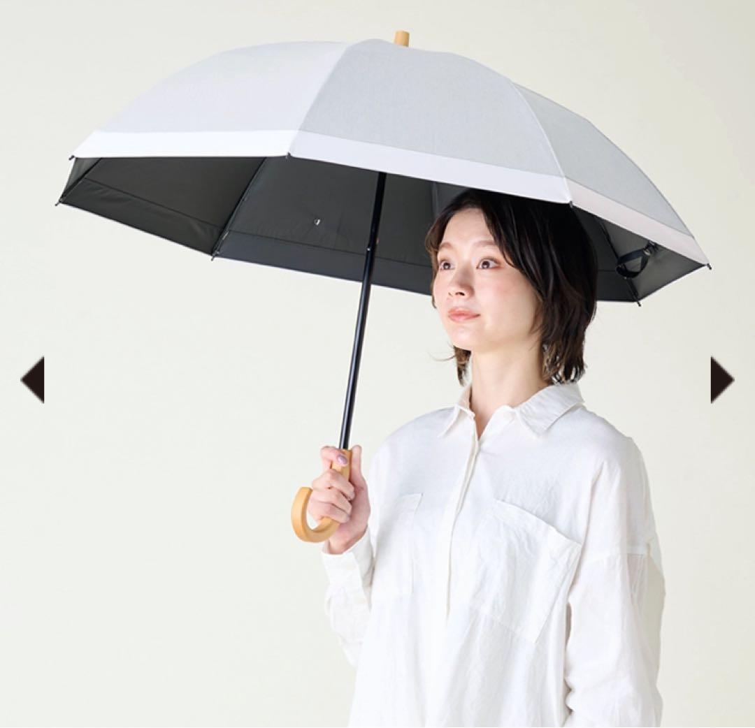 サンバリア100 折りたたみ日傘 ２段折 コンビmoku グレー 曲がり手元