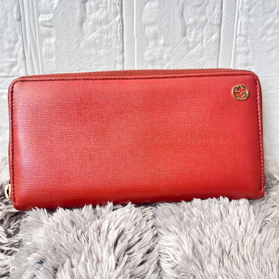 良品✨GUCCI ラウンドファスナー　インターロッキング　レザー　長財布