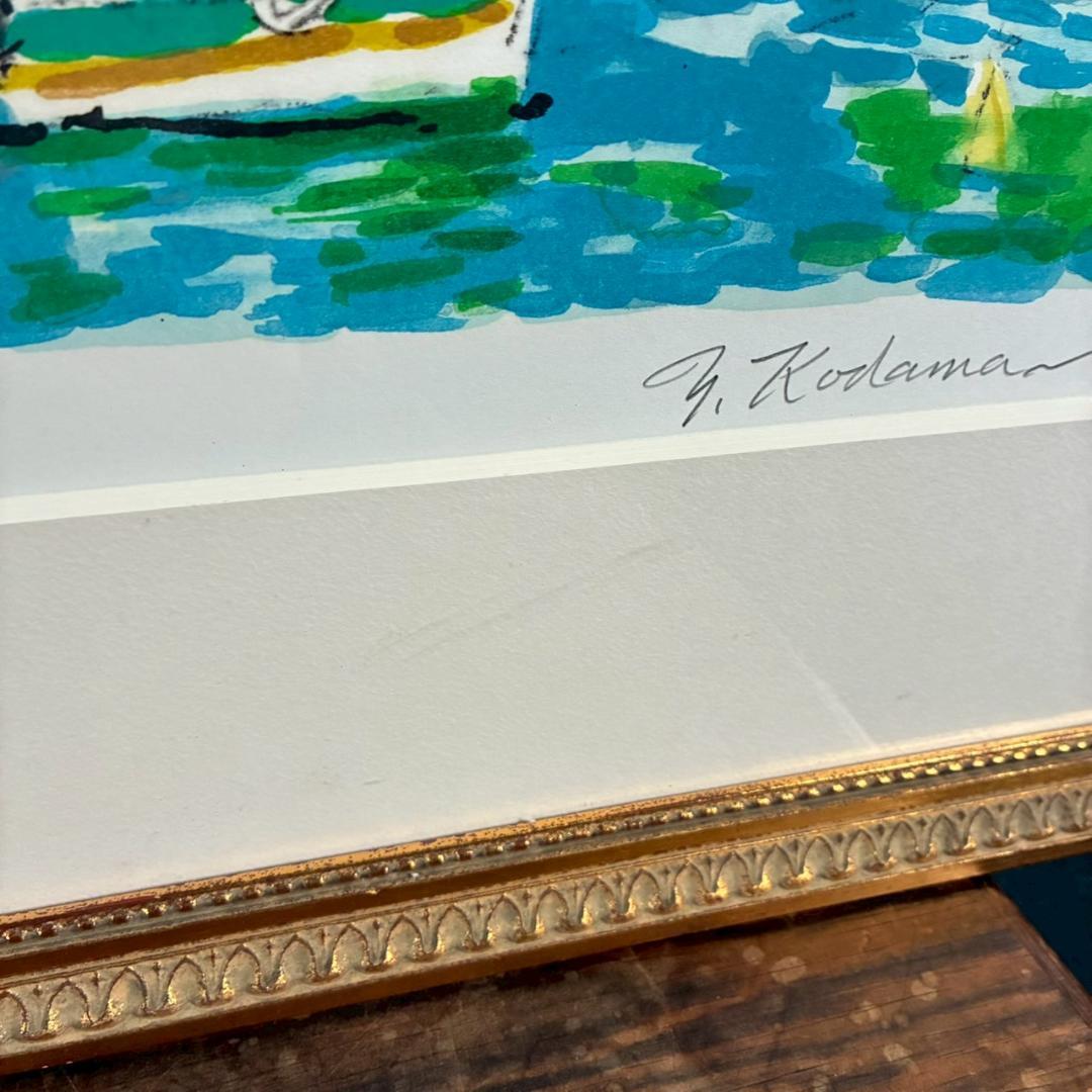 児玉幸雄「初夏の海岸」リトグラフ 直筆サイン有 お洒落な額装 パリ フランス