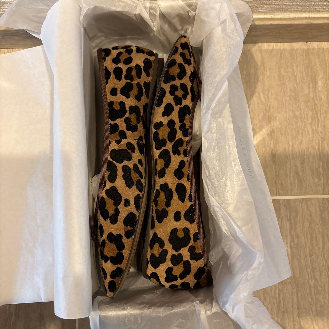 美品ほぼ未使用☆オデットエオディール　レオパードフラットシューズ⭐︎箱付き