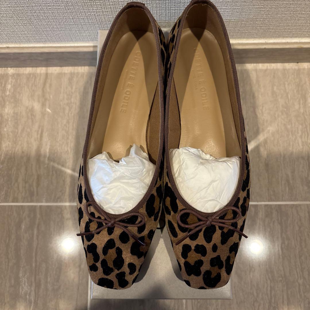 美品ほぼ未使用☆オデットエオディール　レオパードフラットシューズ⭐︎箱付き