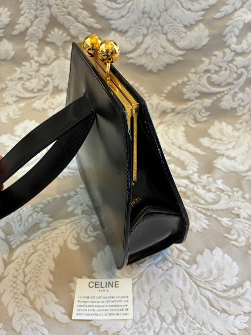 CELINE ブラックレザー クラッチバッグ
