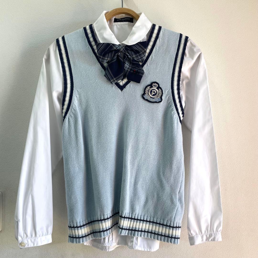 ポンポネットジュニア　卒服　160 ジャケット　スカート　リボン　ベスト　受験