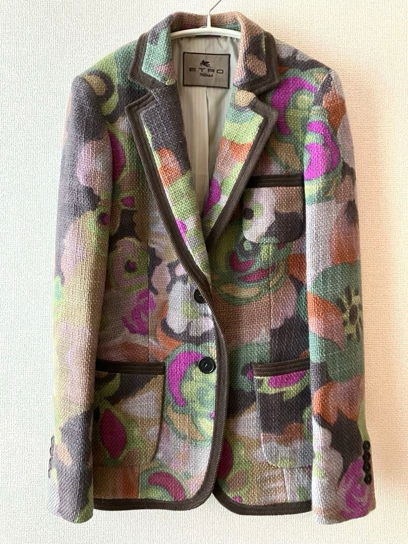 ETRO エトロ ジャガード　花柄 ウール混 テーラードジャケット ブレザー