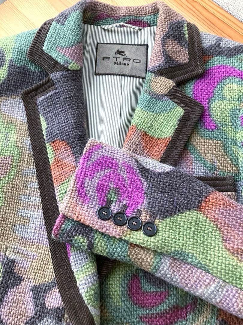 ETRO エトロ ジャガード　花柄 ウール混 テーラードジャケット ブレザー