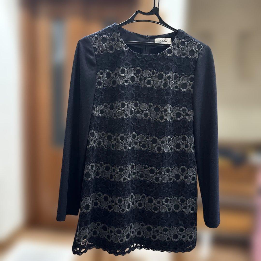 レリアン　濃紺　レース使いが可愛い冬用チュッニック　9号