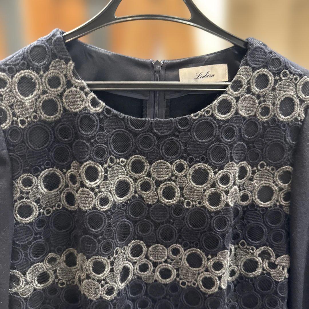 レリアン　濃紺　レース使いが可愛い冬用チュッニック　9号