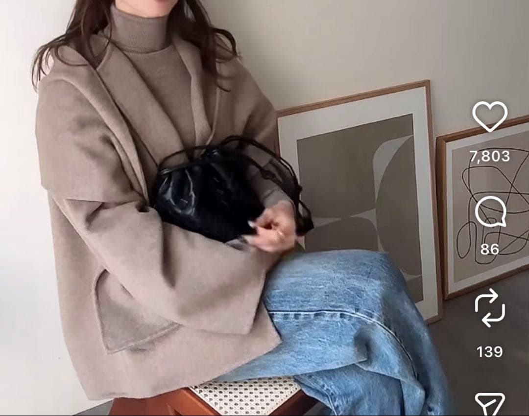 ZARA ウールショートスカーフコート　L