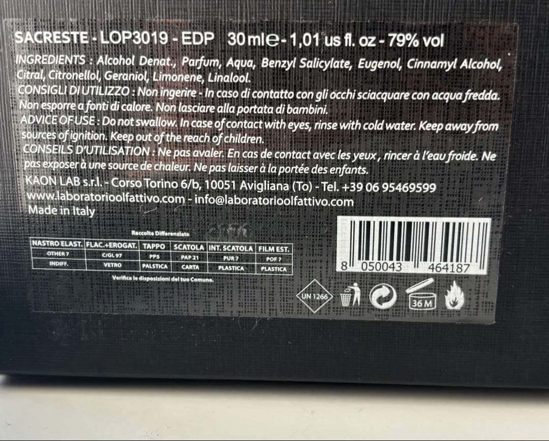 香水(ユニセックス) LABORATORIO OLFATTIVO SACRESTE