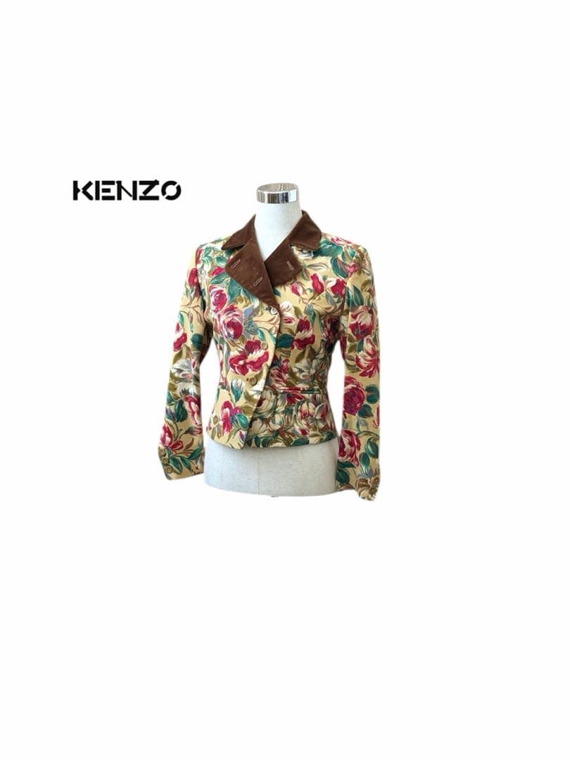 KENZO ケンゾー 日本製 ベロア 切替 花柄 総柄 テーラードジャケット