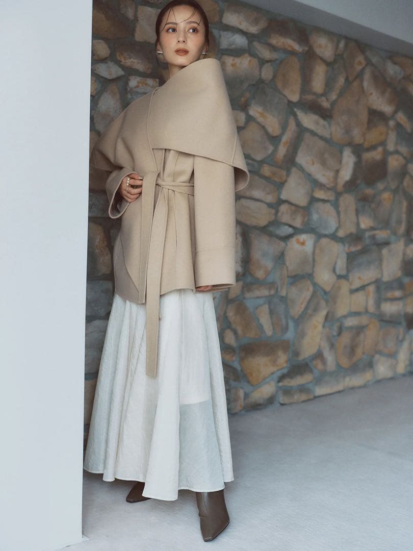 リバーウールミドルマフラーコート/anuans 新品タグ付き