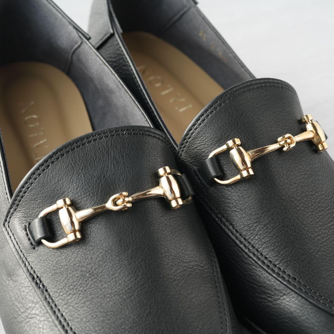 ルタロン ローファー 黒 ブラック レザービットバブーシュ 23.5