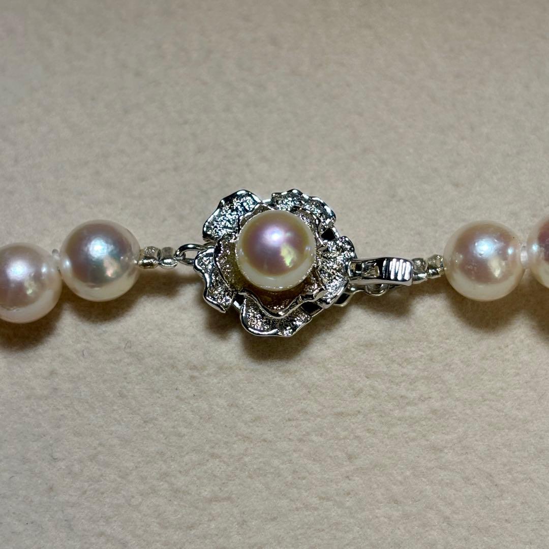 【テリ抜群✨】あこや真珠　セミロング　ピンク　ネックレス　約7.5-8.5mm