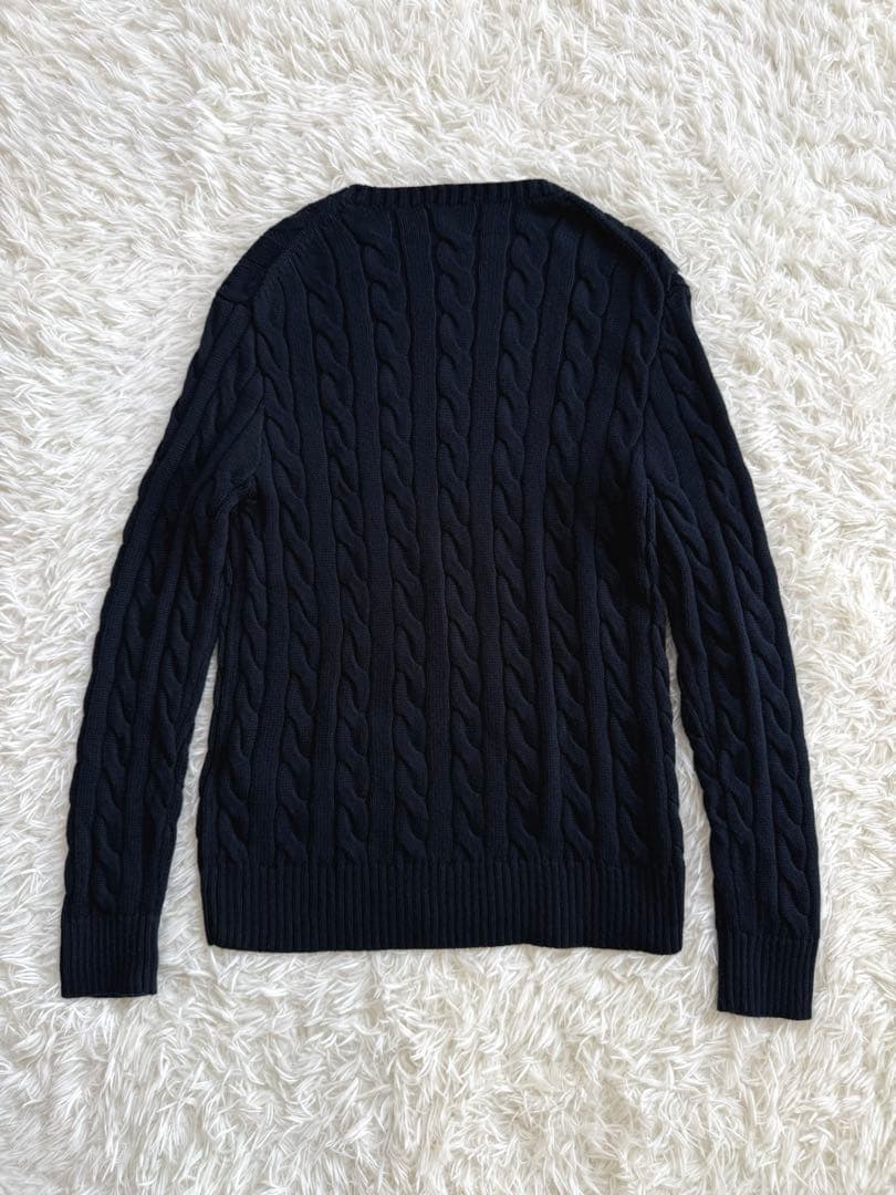 現行 ポロラルフローレン ケーブルニット メンズS ユニセックス 濃紺 ネイビー
