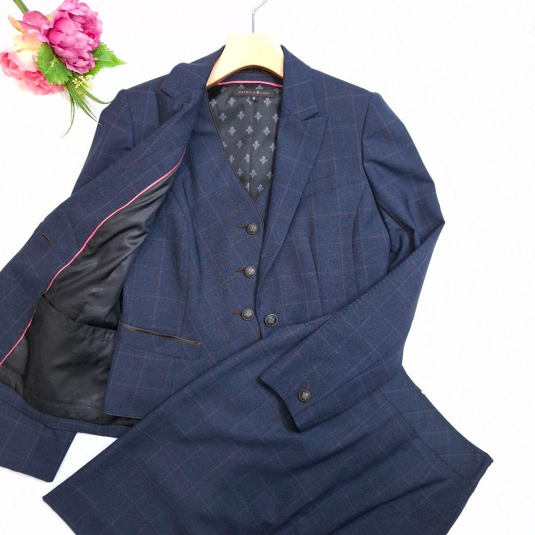 【新品/タグ付/3ピース】PATRICK COX チェック柄 スカートスーツ M