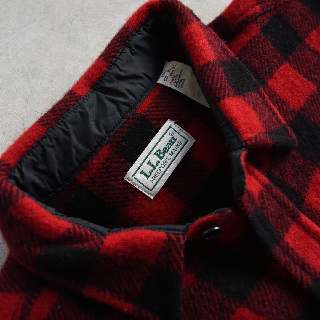 90s L.L.Beanエルエルビーン メインガイド ウールシャツ赤×黒USA製