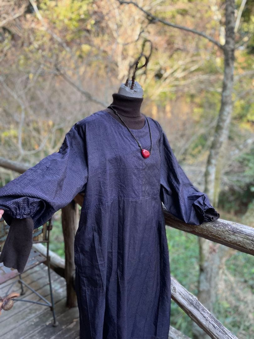 藍絣　正絹　ワンピース