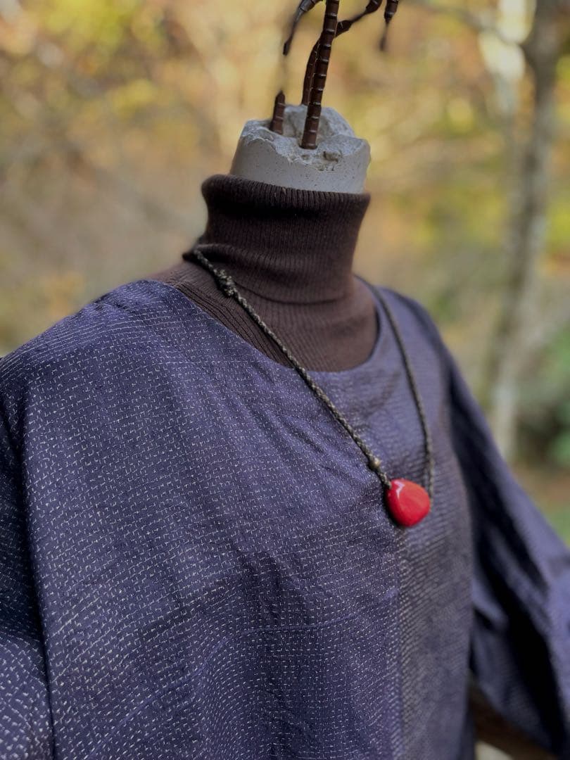 藍絣　正絹　ワンピース