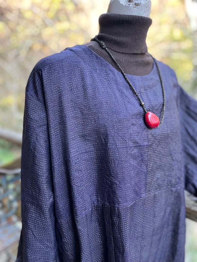 藍絣　正絹　ワンピース