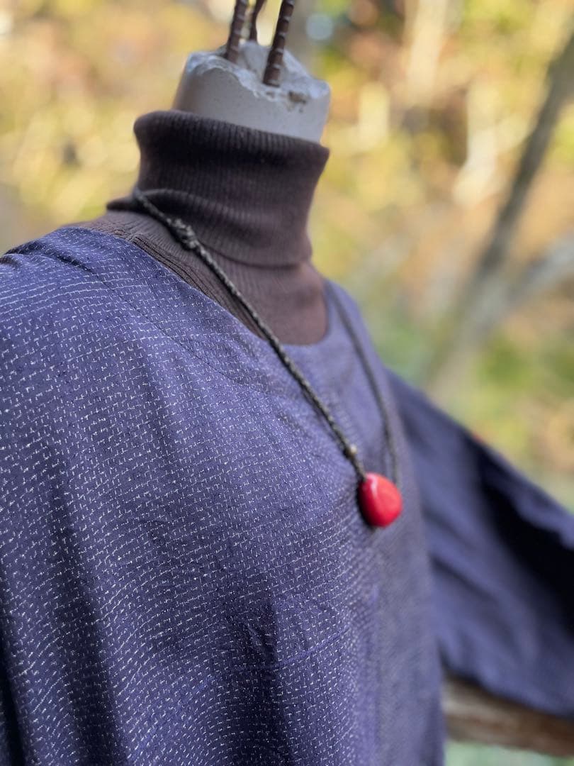 藍絣　正絹　ワンピース