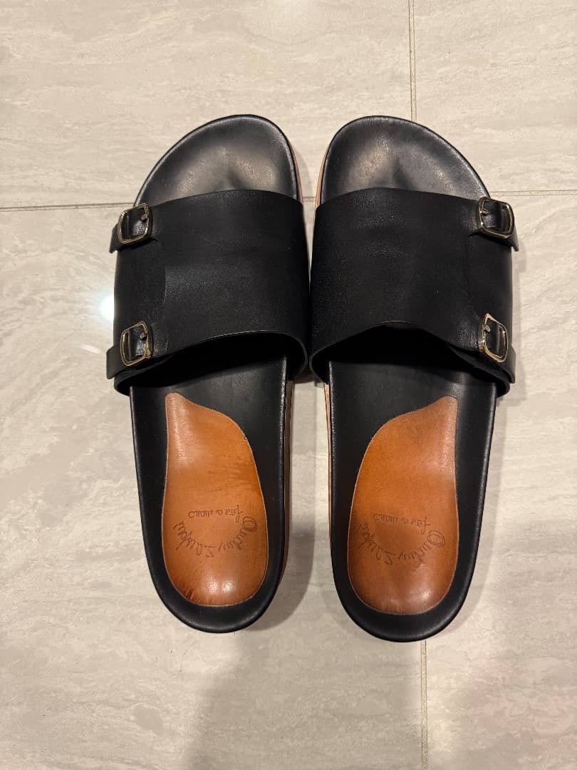 中古【SNTONI サントーニダブルバックル レザーサンダル 定価12.4万円】