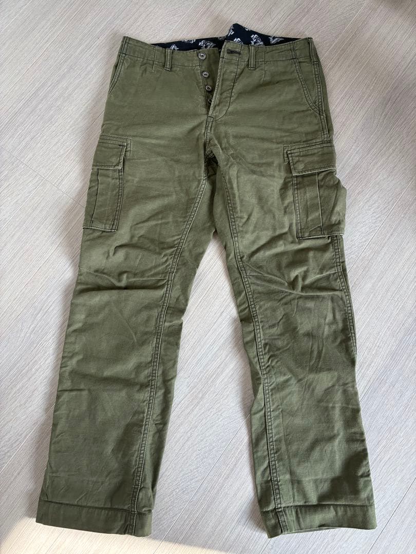 入手困難‼️桃太郎ジーンズ　カーゴパンツ オリーブ　美品‼️
