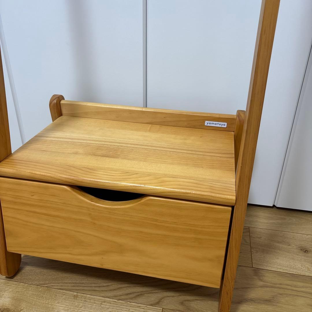 おはぎyamatoya ノスタ　木製ハンガーラック 引き出し付き